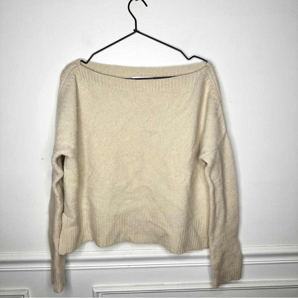 NICOLE FARHI Cream Boatneck Wool Cashmere Sweater Womens Size Medium